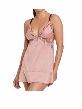 NWT Auden Lingerie‎ Slip Dress Blush Pink and Black Floral Lace Size XL